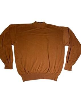 Vintage Allora Mock Knit Sweater Mens XXL Rust Brown Italian Made Fall Layer